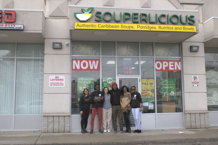 BAP participants and staff members standing outside Souperlicious