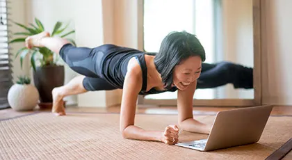 a woman doing a plank