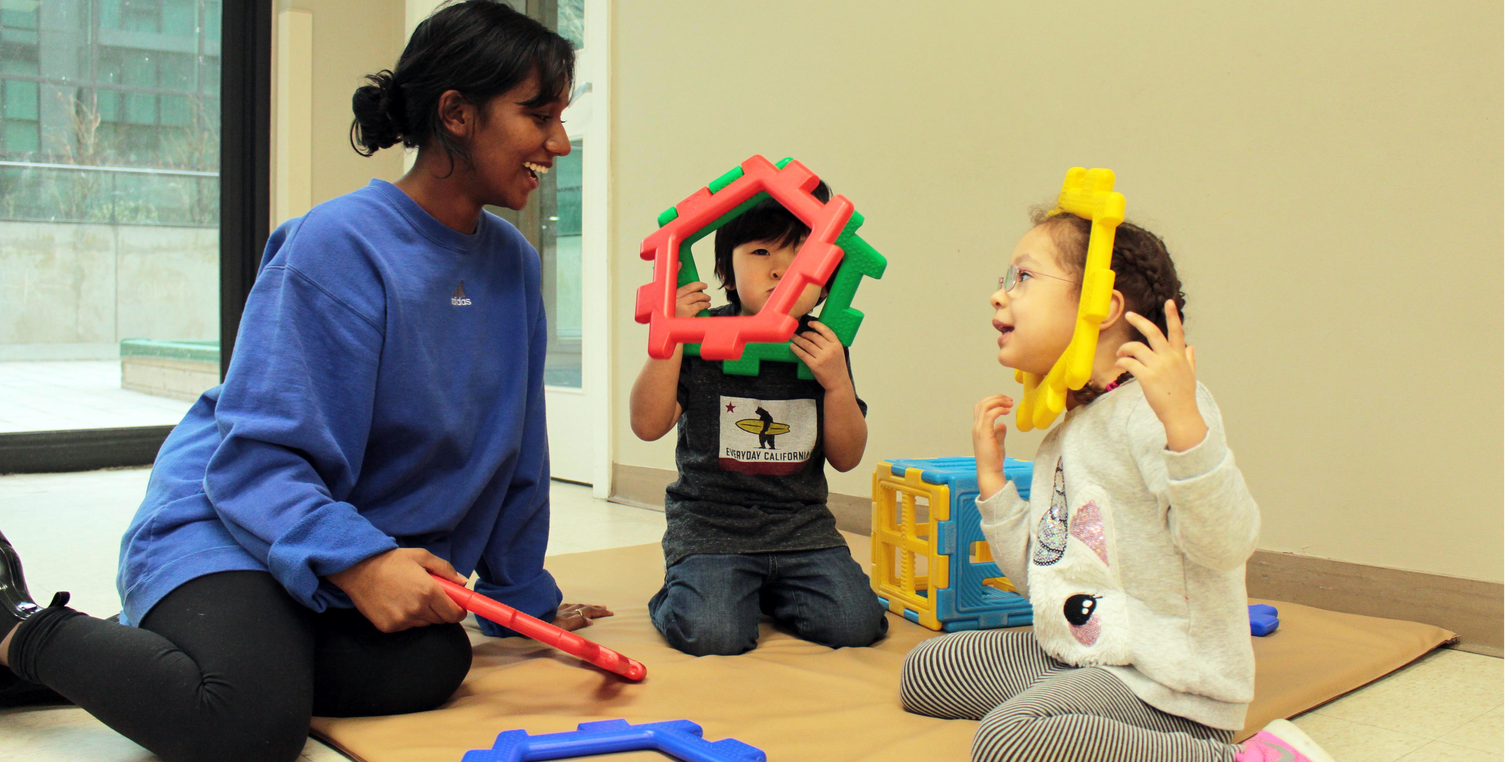 Sarah playing with the children