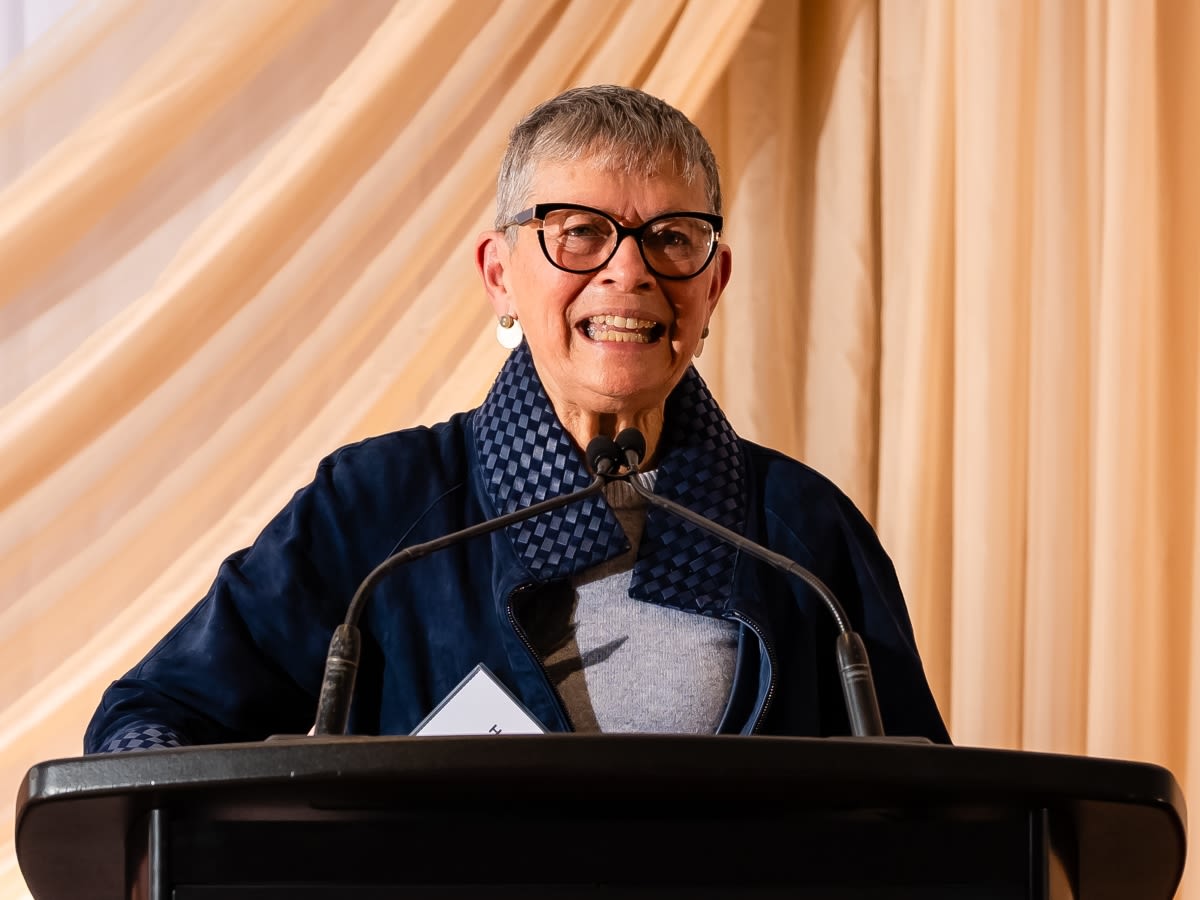 Helen Sinclair delivering remarks after receiving the inaugural YMCA City Connector Award.